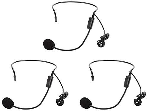3st 3,5 mm skruvplugg Trådbundet huvudkondensor Anti-Buller Microphone Headset Mic för Shopping Guide Guider, TV-presentatörer, scenföreställningar