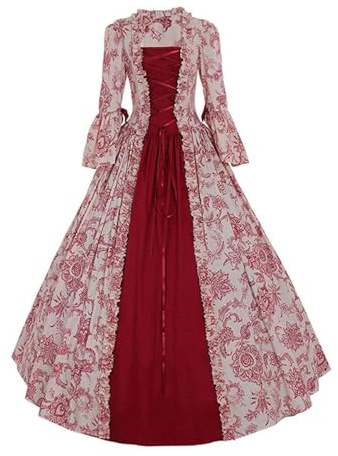 1791's lady Women's Victorian Rococo Dress Temperament Palace Evening Dress Inspiration Maiden Horn Sleeve Costume NQ0032W (Female XS)