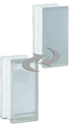 Fuchs Design Glasbaustein Vollsicht SUPER White Halbstein einseitig satiniert 19 x 9 x 8 cm - 6 Stück