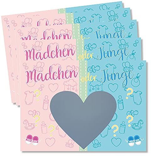 Caymar - Captured In Print Geschlecht verkünden - Mädchen oder Junge - Girl or Boy - Rubbelkarte Rubbellos Schwangerschaft Baby Geschlecht Überraschung Gender Herz Reveal (Junge)