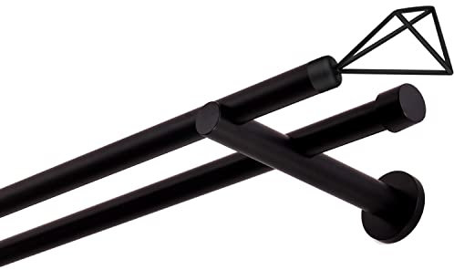 Barra de cortina negra 420 cm 2 líneas 19 mm soporte de pared de metal SPACE