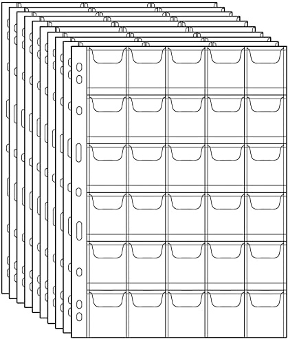 Ettonsun 10 Sheet Coin Collecting Pages 30 Pockets Coin Collection Supplies Coin Holder Pocket Collecting Storage for Collectors
