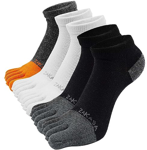 PUTUO Chaussettes à Doigts de Sport pour Homme: Chaussettes de Sport en Cotton à 5 Orteils pour Homme Courtes Socquettes de Sport Respirantes avec Cinq Doigt de Pied 5 Paires