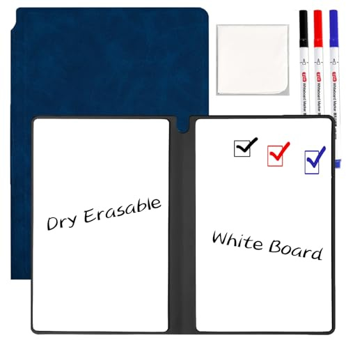 Marte Vanci A5 Whiteboard Klein, Mini Whiteboard Notizbuch, Tragbar Abwischbares White Board mit Stift und Wischtuch, A5 Notizblock Wiederverwendbar für Büro Schule Zuhause Notizen, Listen, Memos