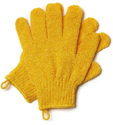 DELUXUS Gants exfoliants – Gants de douche en bambou – Gants exfoliants pour le bain et le corps – Élimine les poils incarnés et les peaux mortes – Gants de bain en microfibre écologique naturelle (ja
