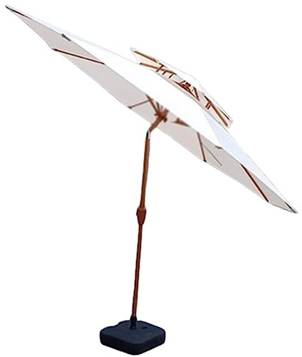 WYRMB Parasol de jardin à long manche, tête secouable, colonne en fer, avec base de réservoir, 9 pieds, 8 nervures, manivelle ouverte, base remplissable