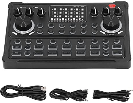 Hilitand Live Sound Card, DSP Noise Reduction LED Breathing Light Display, Voice Changer Sound Board, Connection for Live Streaming and Recording, Hilitandfz3g1w4a5y