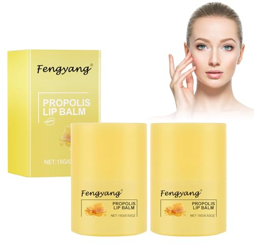 Fengyang® 2Pcs Mantequilla De Labios De Abeja Y Miel, Cerina Labial De Propóleo, Hidratación Duradera Durante 12 Horas, Bálsamo Labial Y Máscara Hidratante Durante La Noche