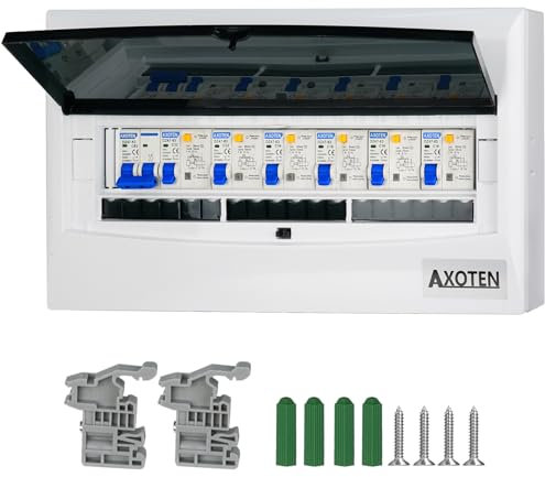 CHENGPI Coffret Electrique Etanche, Boitier Etanche Electrique Exterieur avec Mini - Disjoncteur 2P AC et Interrupteur de Fuite 1P + N,Tableau Electrique 1 Rangée 18 Modules avec Zéro Ligne de Terre
