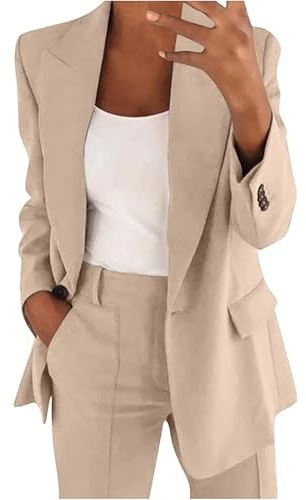 SPSMOKH Cardigan blazer dam elegant business enkel kvinnlig blazer avslappnad lång kostym jacka med ficka dam blazer jacka