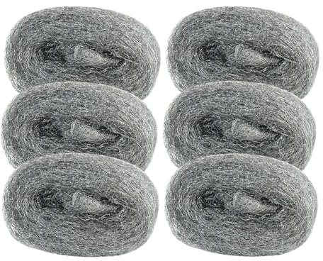 GEOGIEEW Lana de Acero, 6 Rollos 2# Lana de Acero, Lana de Acero Extrafina, Limpieza de Persianas de Plástico, Para Rellenar Agujeros y Grietas en Paredes, Para Garajes y Jardines