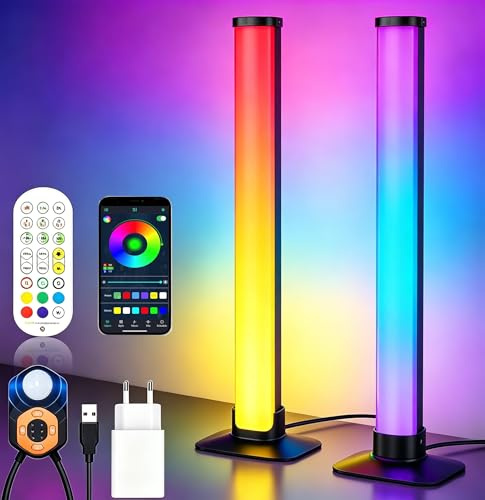 AOYADAISU Smart LED Lightbar, lampada RGB da gaming con sensore di movimento PIR, telecomando e controllo tramite app, Smart LED Lightbar con rilevatore di movimento per PC, TV, decorazioni natalizie