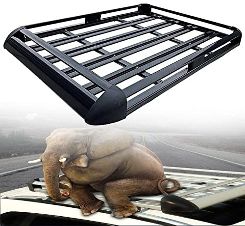 Galerie de Toit,Porte-Bagage de Toit, Panier de Toit pour Voiture barre de toit universelle porte bagage voiture aux voitures, camionnettes, SUV,Black-127X97cm