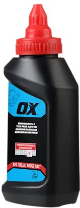 OX Pro 226g/8oz Permanent Red Marking Chalk - Permanence 3, Ideal for Weatherproof Markings lasting upto 1 month, General Construction Chalk Line Refill for Chalk Reels