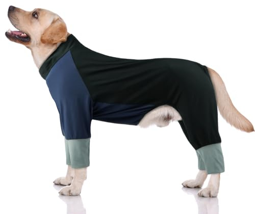 Hjumarayan Pigiamino Cane, Body Post Operatorio Cane Elasticizzata Tutina con Zip Chirurgico, Copertura Totale Tuta per Recupero Pigiami Fresco per Passeggiate, Nero 3XL