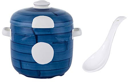 Olla esmaltada, Sopa de cebolla francesa Barabalización de sopa de vapor segura Tazón de guiso de cerámica con tapa for sopa de cocina, estofado, chile(A,1050ml)