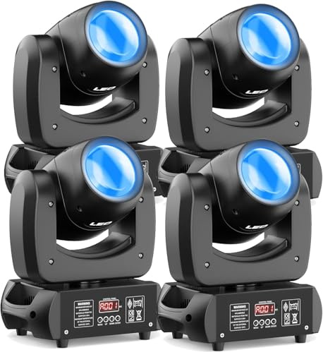 4 unidades 100W cabeza móvil LED para DJ, luces de fiesta de discoteca con prismas de gobos giratorios activados por sonido para bodas, fiestas, iglesias, bandas, espectáculos, bar