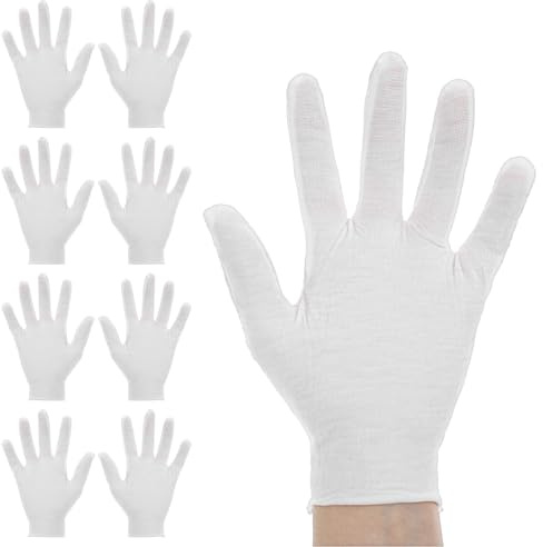 Nogeqi 4 Pairs White Cotton Gloves for Women, Stretchy Cotton Gloves Eczema | Breathable Hand Moisturizing Overnight Glove for Dry Hands Sleeping, Hand Spa, Jewelry Inspection