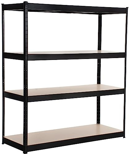 CLP Estantería De Metal con 4 Baldas Regulables En Altura I Armario 160x180x60 CM Resistente para Almacenar Cargas Pesadas, Color:Negro