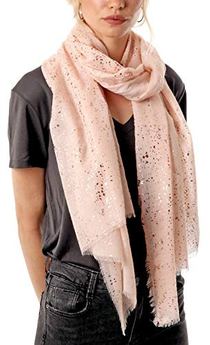Style Slice Evening Star Sparkle Scarves for Women - Lightweight Shawl Wedding Foil Print Scarf Wrap - Star Lights