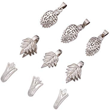 Pandahall 15pcs Brass Ice Pick Pinch Bails 15~24x7~11mm Mixed Shape Metal Pinch Pendant Bails for Jewelry Making (Platinum &Silver)