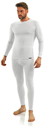 sesto senso Biancheria Intima Uomo Cotone Set Termica Funzionale Maglia Maniche Lunghe Pantaloni Lunghi L Bianco