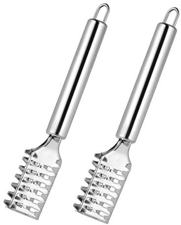 UPKOCH 2 Pezzi in Raschiapesce scalex Utensili da Cucina Acciaio Inossidabile Spazzolato con Squamatore per Pesci Che Rimuovono Facilmente