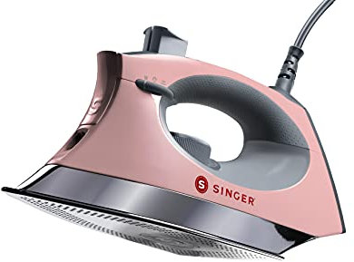 SINGER SteamCraft Steam Iron (1700W) | Steamer with Stainless Steel Plate, OnPoint Precision Tip for Hard-to-Reach Areas, Vertical Steam, Auto Shutoff & 300ml Tank Capacity – Pink
