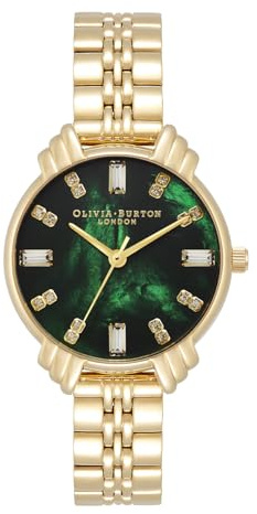 Olivia Burton Reloj Analógico de Cuarzo para Mujer Colección Art Deco con Correa de Acero Inoxidable de Color Dorado - OB16DC02