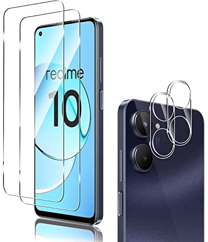 Holilo Per Realme 10 4G Vetro Temperato + Fotocamera Posteriore Protector [2+2 Pezzi],9H Durezza ai Graffi Resistente Vetro Temperato Membrana, Senza Bolle HD Protezione Dcrran Camera Film