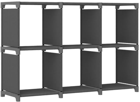 vidaXL Estantería de 6 Cubos Estante Independiente Mueble Decoración Hogar Oficina Organizador Almacenamiento Exhibición Librería de Tela Gris