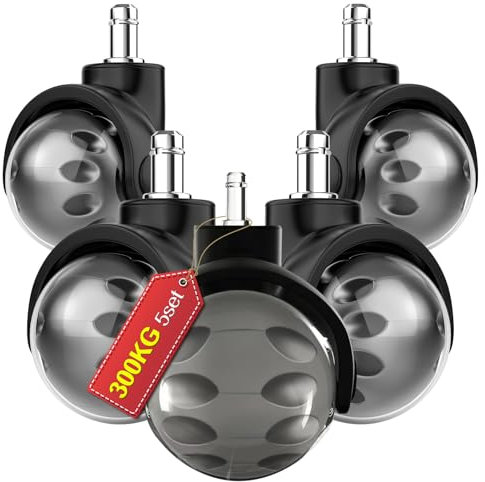 Bürostuhl rollen（11mm x 22 mm）Runde lenkrollen mit vertikaler Achse，leises und sanftes Gleiten rollen für bürostühle，5er Set schreibtischstuhl rollen, Gaming-Stühle，schützt Böden（Grau）