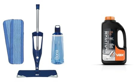 Bona Premium Spray Mops for Floors, Wood, Bona Floor Mops for Cleaning Floors & Vax Platinum Professional 1.5 Litre Carpet Cleaner Solution | Deep Cleans and Removes Tough Stains