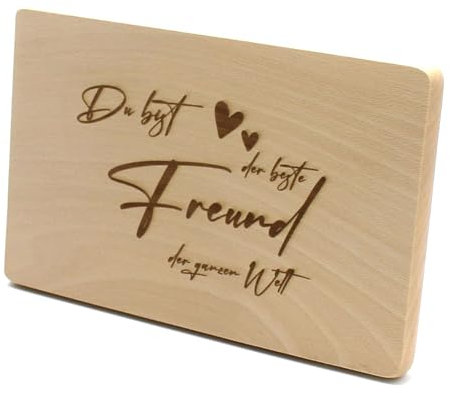 Frühstücksbrettchen für den Freund für zb. Geburtstag Essbrett Schneidbrett Holz Brotzeitbrett (Bester Freund)