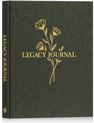 Lanpn Grandparents Legacy Journal Book with Prompts, Tell Me Your Life Story Memory Book to Fill Out, Mom Story Family Memory Book Keepsake Generational Journal, Grandpa Grandma Parents Gift, Green