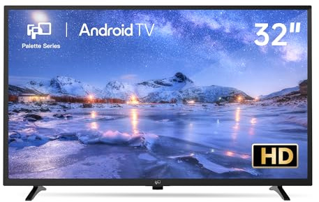 FPD 32 Inch Smart TV, HD Android TV with HDR 10, Google Play & Cast, WiFi Television for Streaming Live, LED Flat Screen TVs with Remote, Google Assistant for Home Office