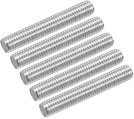 QUARKZMAN 5 Stück M10 x 60mm Vollgewinde Stange 304 Edelstahl Rechtsgewinde Stäbe für Ankerbolzen, Klemmen, Haken und U-Bolzen, M10-1,5 Gewindesteigung