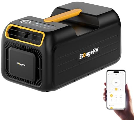BougeRV Mobile Klimaanlage 3500 BTU, 5 in1 Mobiles Klimagerät, AC 100V-240V, 3 m Luftzufuhrentfernung, 15 Sek. Schnellkühlung, Mini Klimaanlage mit Griff, Geeignet für Wohnmobil, Zelt, Lkw, Camping