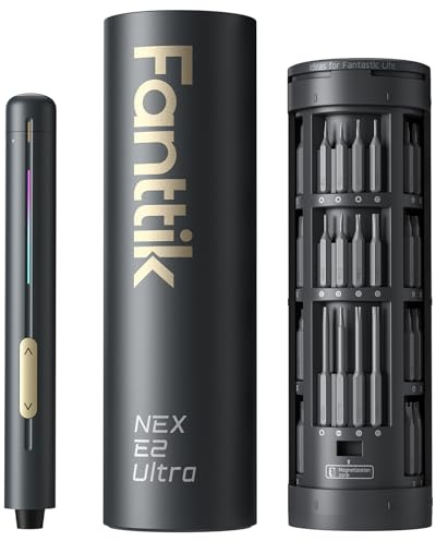 Fanttik E2 Ultra 3.7V Mini Elektro Schraubendreher Set, 50 in 1 Magnetische Präzisions-Schraubendreher Kit, Max 0.6N.m, 5/32 Zoll Sechskant, Geeignet für Reparatur für iPhone,Laptop, Brillen, Uhren