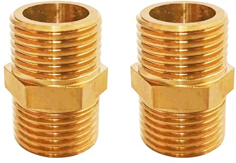 D&DHardware 2 Stück Doppelnippel 3/8 Zoll Messing Außengewinde,Verbindungsstück AG/AG Gewindefitting,Doppelnippel Messing Fittings für Trinkwasser geeignet