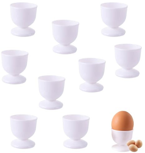 Belvanr 9 Pièces Coquetier Ceramique, Set de Coquetiers en Porcelaine, Coquetiers Ronds en Porcelaine Blanche,Coquetier Oeuf Blanc, pour Petit Déjeuner, Fête, Dîner