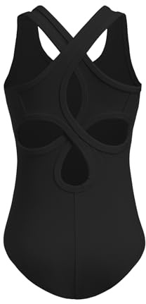 Zaclotre Girls Ballet Leotards Dance Hollow Back Sleeveless One Piece Tank Kids Dance Clothes Black 12-13Y