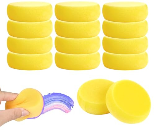 Paquete de 12 Esponjas Redondas para Pintar Juego de Esponjas Esponja para Arte Pinturas Artesanal Limpieza de Pintura Facial Se Puede Usar para Limpiar Acrílico Pintura al Óleo Acuarela Tinte