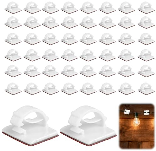 50 soportes para cables, autoadhesivos, clips para cables de fibra óptica, gestión de cables para gestión de cables, abrazaderas para cables de red y cables de audio, organizador de clips para