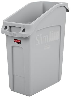 Gummimaid kommersiella produkter 2026695 smal Jim underdisk papperskorg med ventilationskanaler, 13 gallon, grå