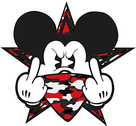 2 Stück Aufkleber Gangster Mouse Sticker Autoaufkleber Maus Stinkefinger Mittelfinger für Auto Tankdeckel Heckscheibe Laptop Kühlschrank R109 (Nr. 1 Rot)