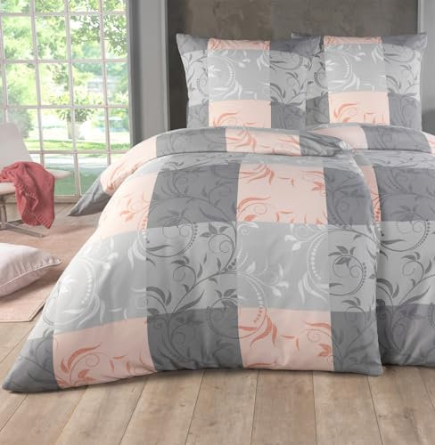Kuscheli® Bettwäsche 135x200 4 teilig | ÖkoTex Zertifiziert & für Allergiker geeignet | Bettwäsche Set mit je 2 Bettbezügen 135 x 200 & Kissenbezügen 80x80 | modern & hochwertig, Farbe:D08