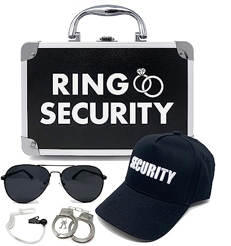 THE RING LEGEND Ring Security Bearer Briefcase, Hat, Sunglasses, Earpiece, and Handcuffs - Kids/Youth Size Cap - Wedding Ring Security Case for Kids - Special Agent Bearer Box