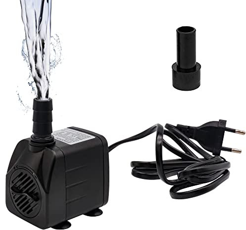 DIFCUL Mini poampe à eau (450 L/H, 10 W), pompe d'aquarium ultra silencieuse avec hub élevé, pompe de fontaine avec câble d'alimentation de 1,5 m, pour aquarium, bassin, fontaine, statues