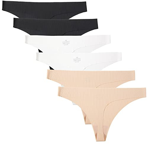 Kfnire Tangas Mujer, Pack de 6 Bragas de Mujer Thong Transpirable Sin Costura Bargas Tangas Señora Tangas Bragas para Mujer